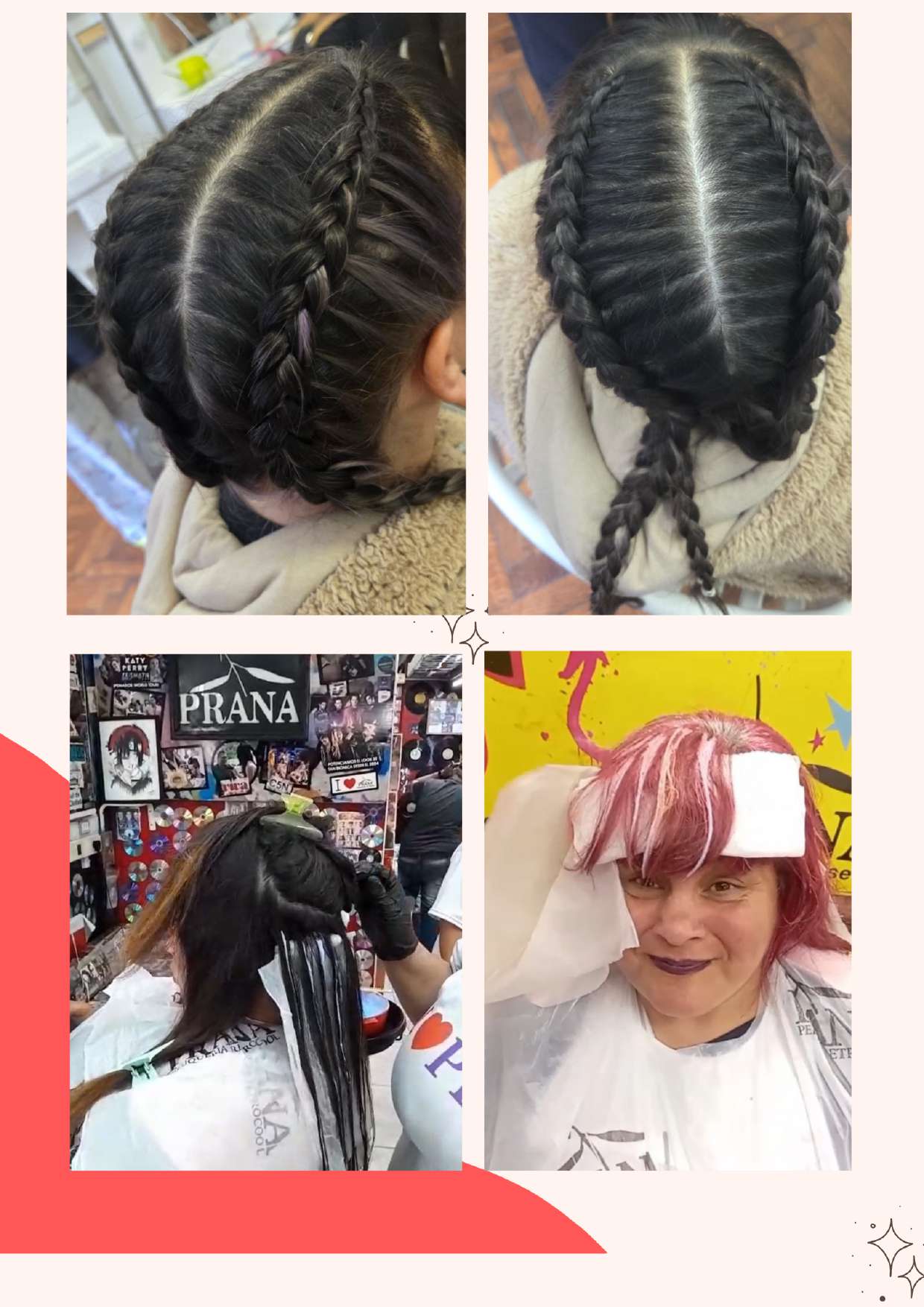 Braids and color work by students